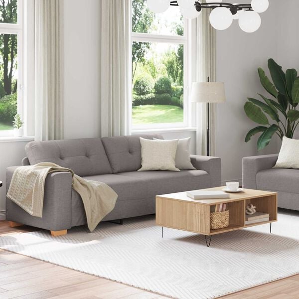 vidaXL Sofa 2 pcs Taupe 221 x 80 x 80 cm Fabric