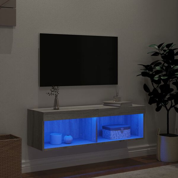 vidaXL TV Cabinet with LED Lights Grey Sonoma 100x30x30 cm
