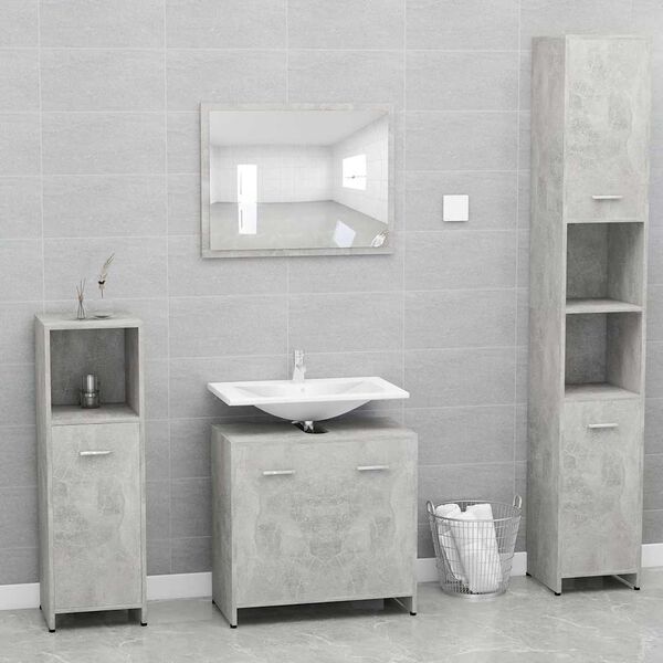 vidaXL Bathroom Furniture Set Concrete Grey Engineered Wood