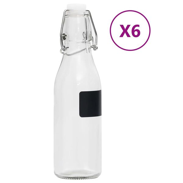 vidaXL Glass Bottles with Clip Closure 6 pcs Round 250 ml