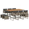 vidaXL 11 Piece Garden Dining Set with Cushions Grey Poly Rattan