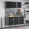 vidaXL Work Cabinet with Drawer 8 pcs Black Engineered Wood and Steel