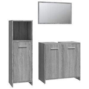 vidaXL 3 Piece Bathroom Furniture Set Grey Sonoma Engineered Wood
