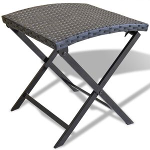 vidaXL Folding Stool Poly Rattan Black