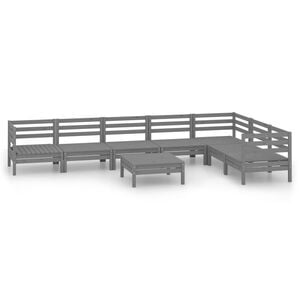 vidaXL 8 Piece Garden Lounge Set Solid Wood Pine Grey