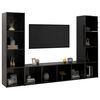 vidaXL TV Cabinets 3 pcs High Gloss Black 142.5x35x36.5 cm Engineered Wood