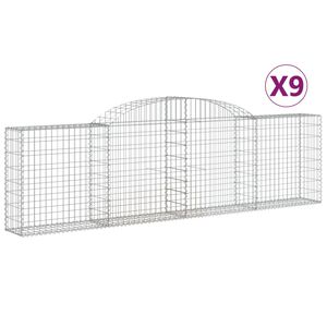 vidaXL Arched Gabion Baskets 9 pcs 300x30x80/100 cm Galvanised Iron