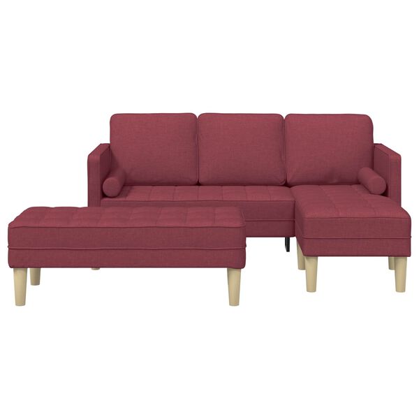 vidaXL Sofa Set with Cushion 2 pcs Wine Red Polyester