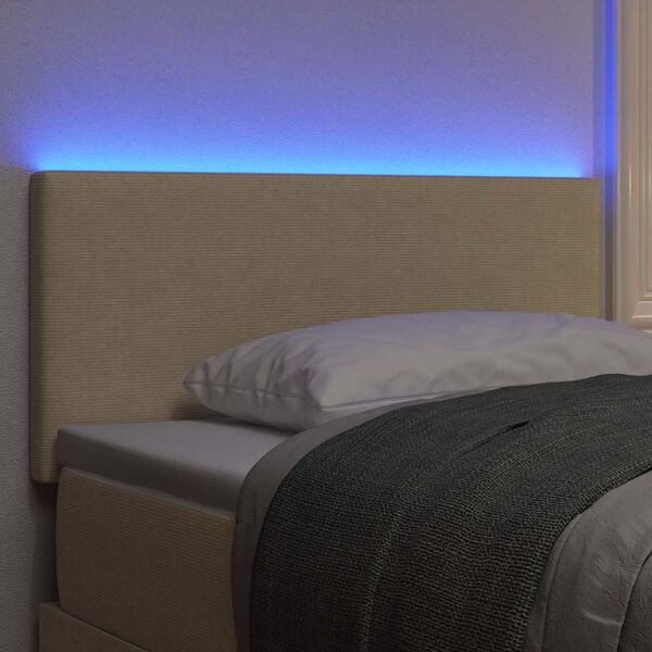 vidaXL LED Headboard with LED Strip Lights Grey Green 80 cm Polyester