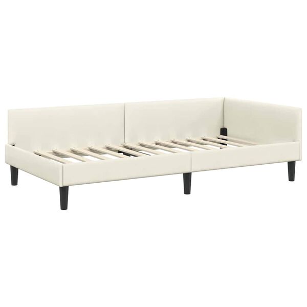 vidaXL Corner Bed Frame with Headboard Cream 80 cm x 200 cm Velvet