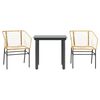 vidaXL 3 Piece Garden Dining Set Brown Poly Rattan Glass