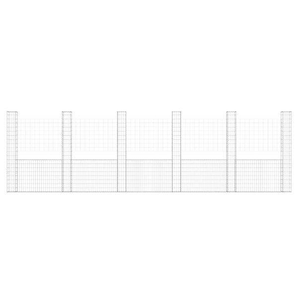 vidaXL U-shape Gabion Basket with 6 Posts Iron 620x20x200 cm