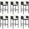 vidaXL 7 Piece Garden Bar Set with Cushions Black Poly Rattan
