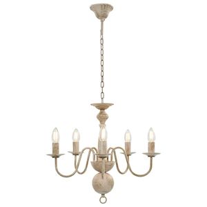 vidaXL Chandelier Antique White 5 x E14 Bulbs