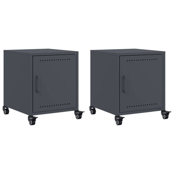 vidaXL Bedside Cabinets 2 pcs Anthracite 36x39x43.5 cm Steel