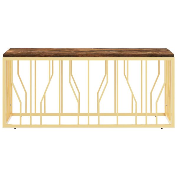 vidaXL Coffee Table Gold Stainless Steel and Solid Wood Reclaimed