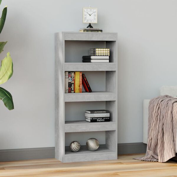 vidaXL Book Cabinet/Room Divider Concrete Grey 60x30x135 cm Engineered Wood