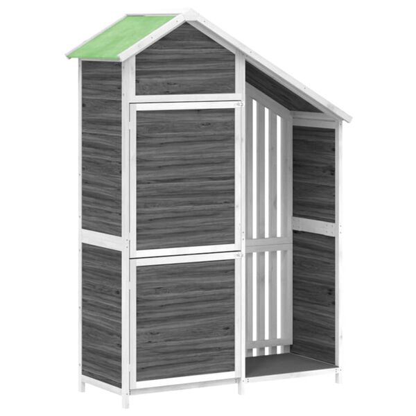 vidaXL Garden Tool Shed Grey 120x53.5x170 cm Solid Wood Pine