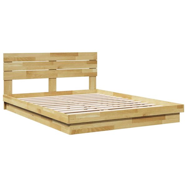 vidaXL Bed Frame with Headboard without Mattress 150x200 cm King Size Solid Wood Oak