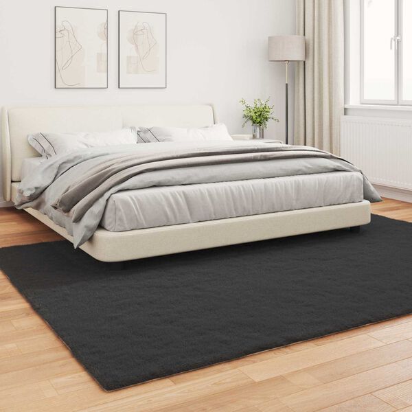 vidaXL Faux Rabbit Fur Rug Olite Black 200 x 280 cm Polyester
