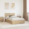 vidaXL Bed Frame with Drawer Sonoma Oak 135 x 190 cm Engineered Wood
