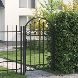 vidaXL Fence Gate "ASSEN" with Arched Top Steel 102x150 cm Black