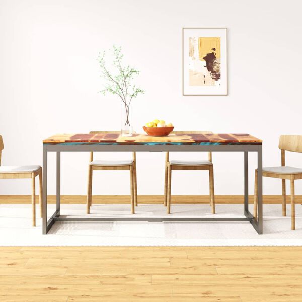 vidaXL Dining Table Solid Acacia Wood and Steel 180 cm