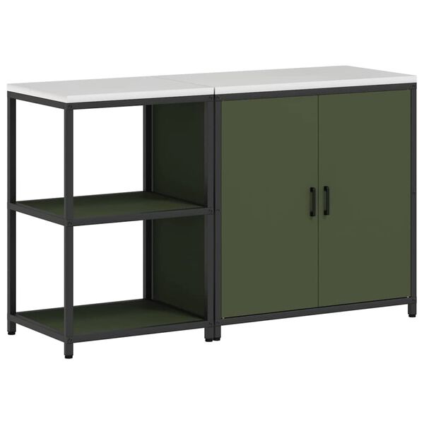 vidaXL Kitchen Storage Set 2 pcs Olive Green Cold-rolled Steel