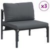 vidaXL Garden Sofa Set with Cushion 6 pcs Black Steel
