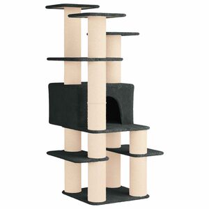 vidaXL Cat Tree with Sisal Scratching Posts Dark Grey 161 cm