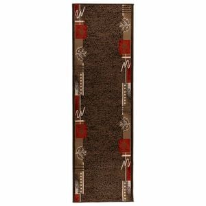 vidaXL Runner Rug FLORNES Woven Brown Leaves 67 x 350 cm PP 7 mm