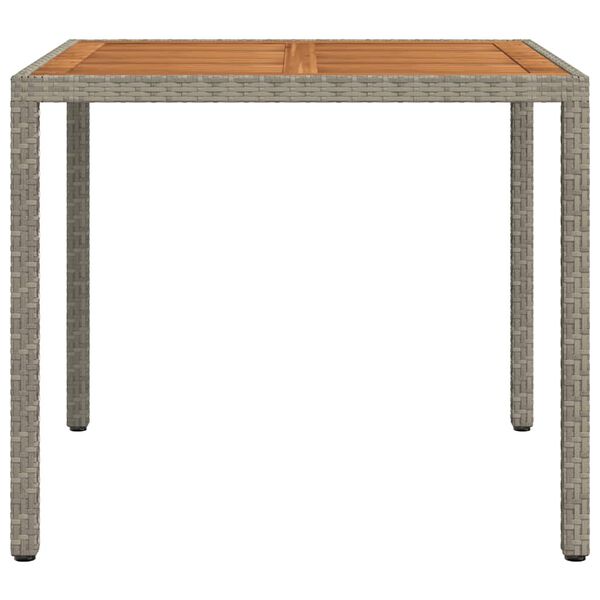 vidaXL Garden Table 90x90x75 cm Poly Rattan and Acacia Wood Grey