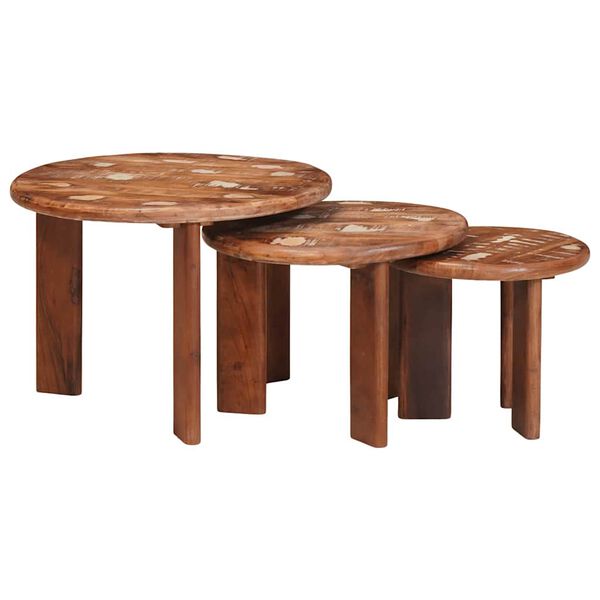 vidaXL Nesting Coffee Tables 3 pcs Multicolour Solid Reclaimed Wood