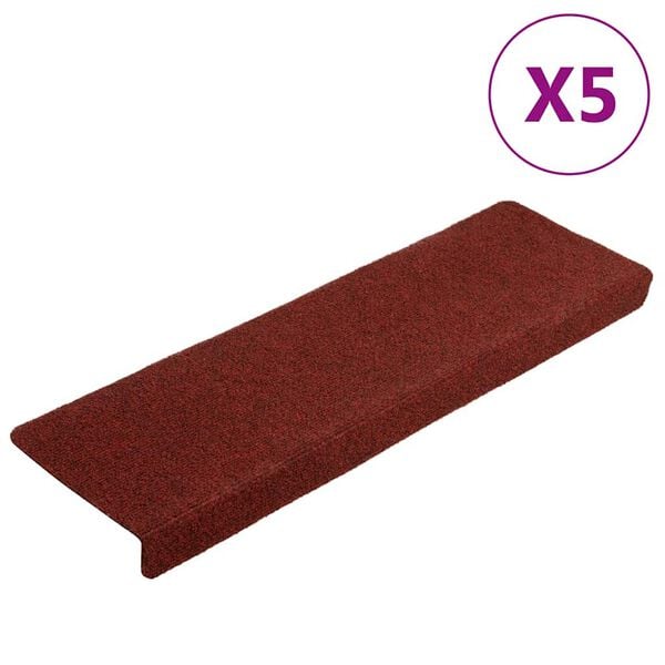 vidaXL Stair Mats Self-adhesive 5 pcs 65x21x4 cm Bordeaux Red Rectangular Edge