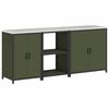 vidaXL Kitchen Storage Set with Shelf Other 3 pcs Olive Green Steel