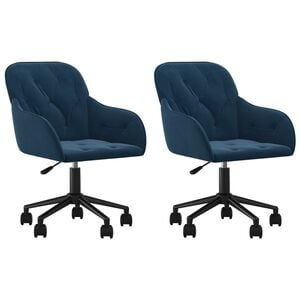 vidaXL Swivel Dining Chairs 2 pcs Blue Velvet