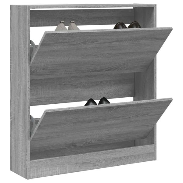 vidaXL Shoe Cabinet Grey Sonoma 80x21x87.5 cm Engineered Wood