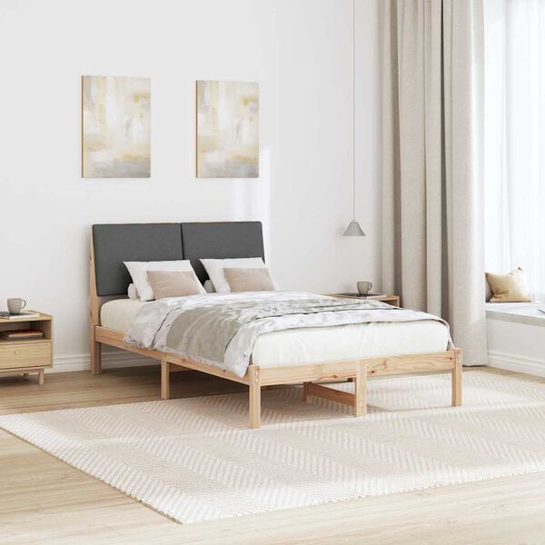 vidaXL Bed frame Brown and dark grey 120 x 190 cm Solid pine wood