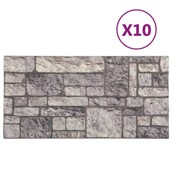 vidaXL 3D Wall Panels with Light Grey Brick Design 10 pcs EPS