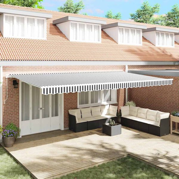 vidaXL Manual Retractable Awning Anthracite&White 600x300 cm