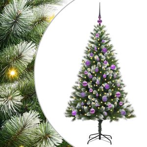 vidaXL Artificial Hinged Christmas Tree with Flocked Snow 150 LEDs