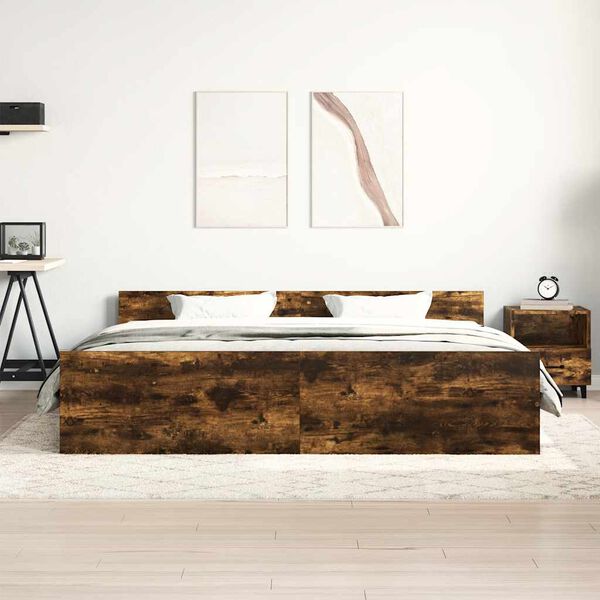 vidaXL Bed Frame without Mattress Smoked Oak 200x200 cm