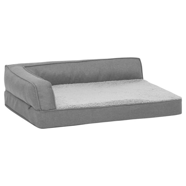 vidaXL Ergonomic Dog Bed Mattress 75x53 cm Linen Look Fleece Grey