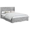 vidaXL Bed Frame with Storage and Headboard Concrete Grey 135 x 190 cm