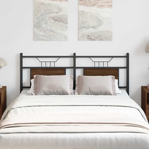 vidaXL Headboard Brown Oak 137 cm Engineered Wood and Steel