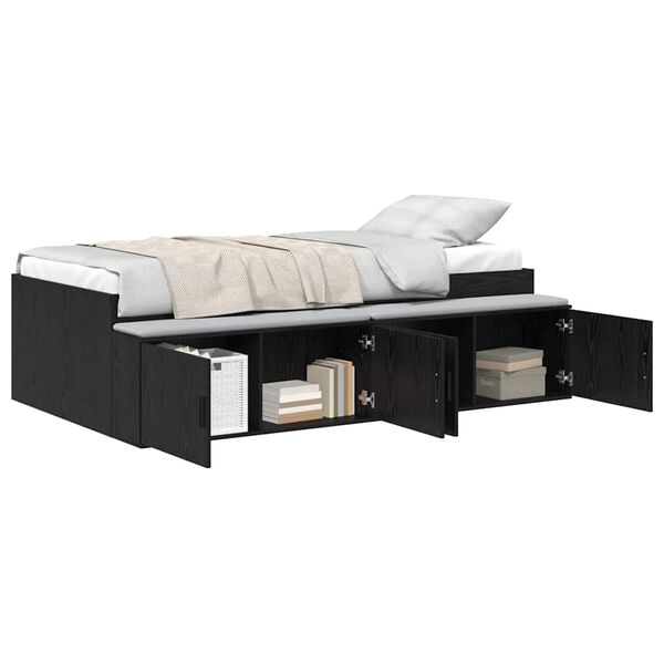 vidaXL Bed Frame with Drawer Black Oak 90 x 190 cm Engineered Wood