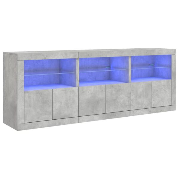 vidaXL Sideboard with LED Lights Concrete Grey 181.5x37x67 cm