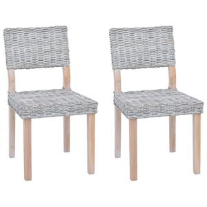 vidaXL Dining Chair GENDT 2 pcs Kubu Rattan White Wash 46 x 55 x 84 cm