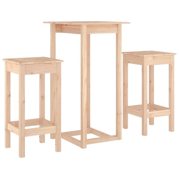 vidaXL 3 Piece Bar Set Solid Wood Pine