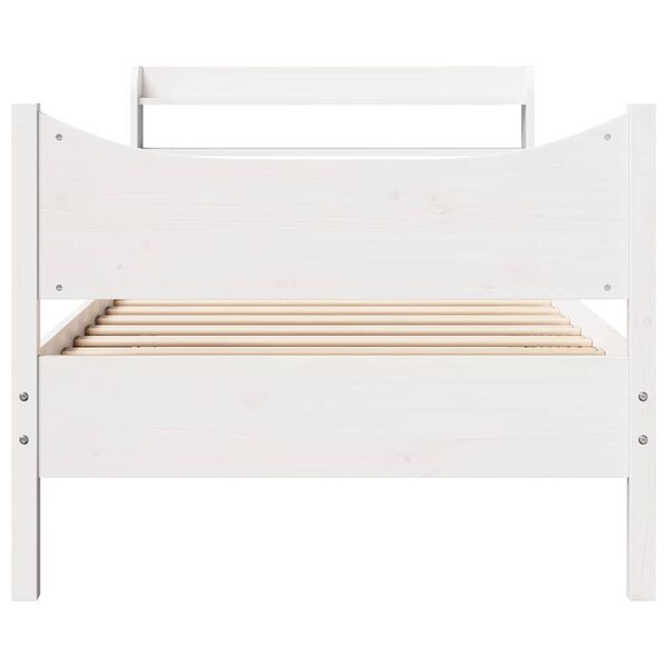 vidaXL Bed Frame with Headboard White 75x190 cm Small Single Solid Wood Pine